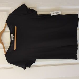 NWT! ~MICHAEL STARS~ SOLID BLACK JANA SCOOP NECK FLUTTER SLEEVE TOP-M
